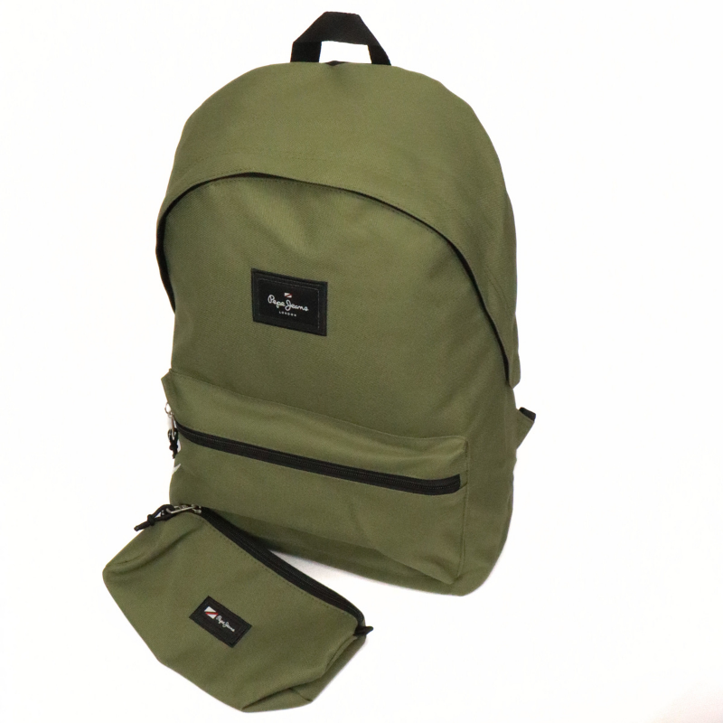 Sac à Dos PEPE JEANS LONDON de Couleur Unie VERT + TROUSSE