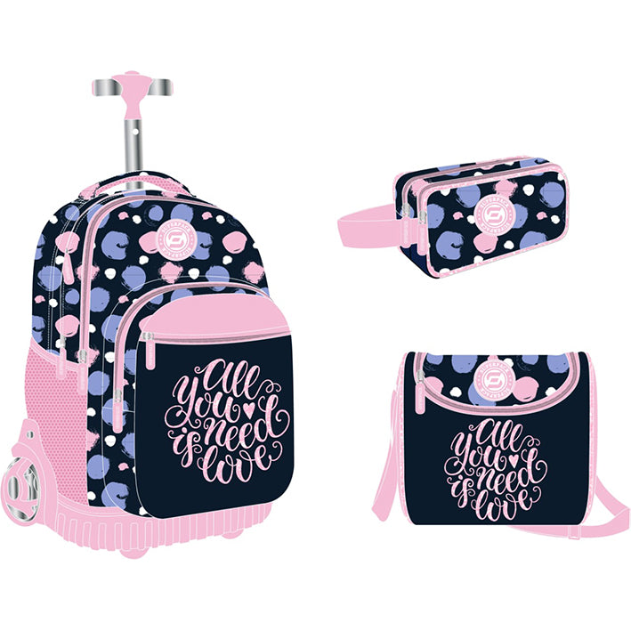 🎒✨ CARTABLE TROLLEY LOVE – NOUVELLE COLLECTION (3 PIÈCES)