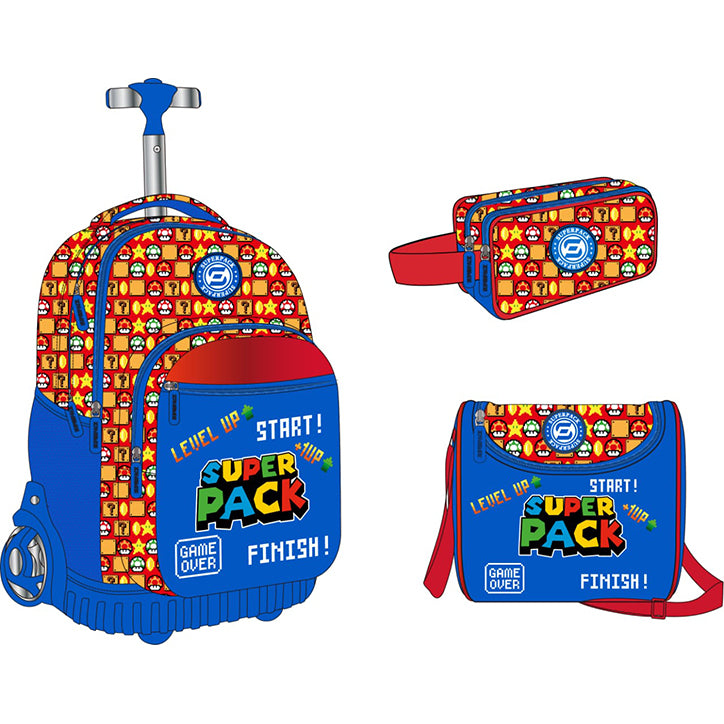 🎒✨ CARTABLE TROLLEY SUPER PACK – NOUVELLE COLLECTION (3 PIÈCES)