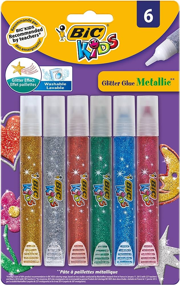✨ Colle Pailletée Métallique – Set de 6 Couleurs