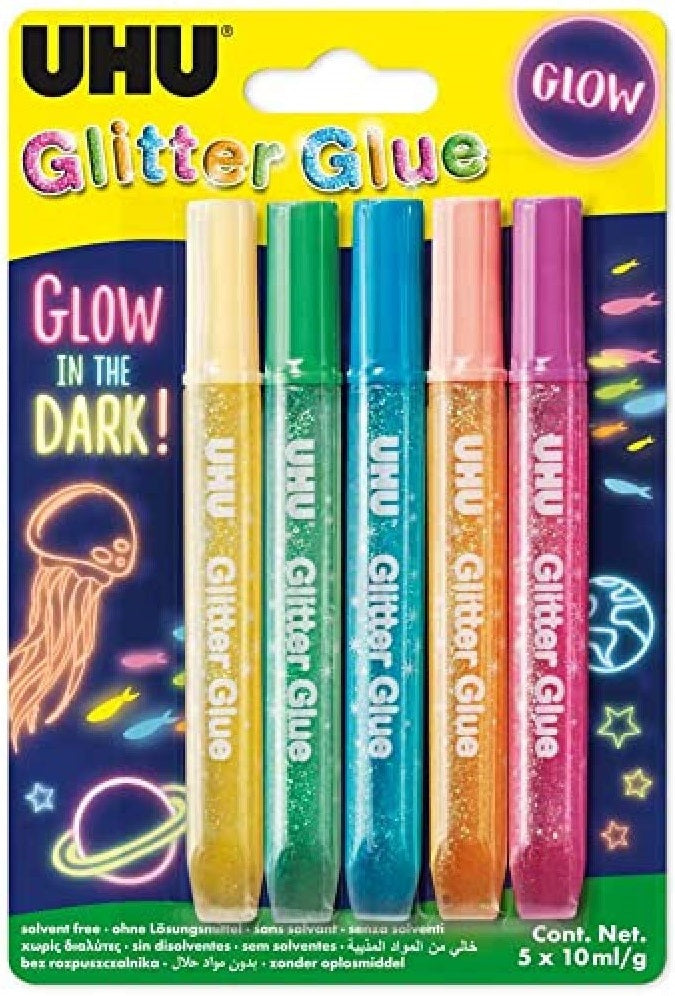 ✨ Colle Pailletée UHU – Glow in the Dark (Brille dans le noir)