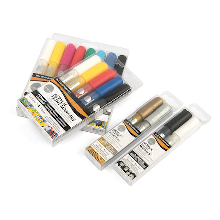 Daler Rowney - Marqueurs de peinture Simply acrylique, 2-3mm, Set de 8 couleurs (8X5.3)