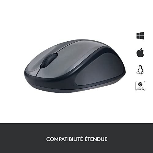 Logitech M235 Souris Sans Fil, 2.4GHz avec Récepteur USB Unifying, Suivi Optique 1000 PPP, Pile 12 Mois, Compatible avec PC, Mac, Ordinateur Portable, Chromebook - Gris