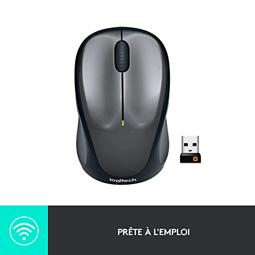 Logitech M235 Souris Sans Fil, 2.4GHz avec Récepteur USB Unifying, Suivi Optique 1000 PPP, Pile 12 Mois, Compatible avec PC, Mac, Ordinateur Portable, Chromebook - Gris