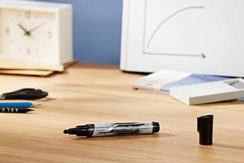 Marqueurs Noir BIC Velleda Feutres pour Tableau Blanc Effaçables à Sec Pointe Conique Large - Noir, Boîte de 12