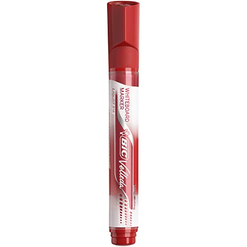 Marqueurs Noir BIC Velleda Feutres pour Tableau Blanc Effaçables à Sec Pointe Conique Large - Noir, Boîte de 12