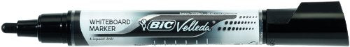 Marqueurs Noir BIC Velleda Feutres pour Tableau Blanc Effaçables à Sec Pointe Conique Large - Noir, Boîte de 12
