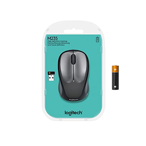 Logitech M235 Souris Sans Fil, 2.4GHz avec Récepteur USB Unifying, Suivi Optique 1000 PPP, Pile 12 Mois, Compatible avec PC, Mac, Ordinateur Portable, Chromebook - Gris