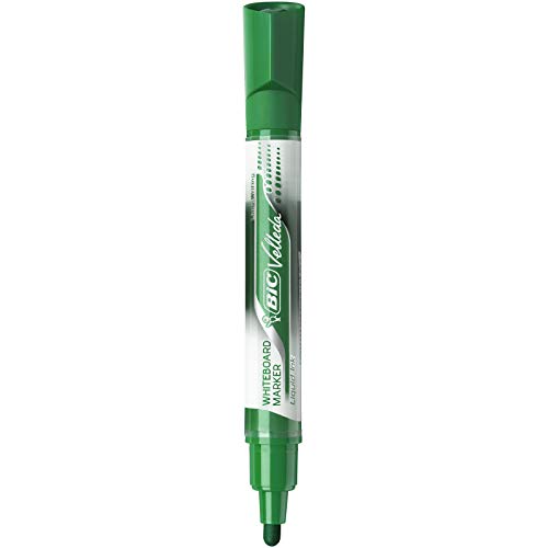 Marqueurs Noir BIC Velleda Feutres pour Tableau Blanc Effaçables à Sec Pointe Conique Large - Noir, Boîte de 12