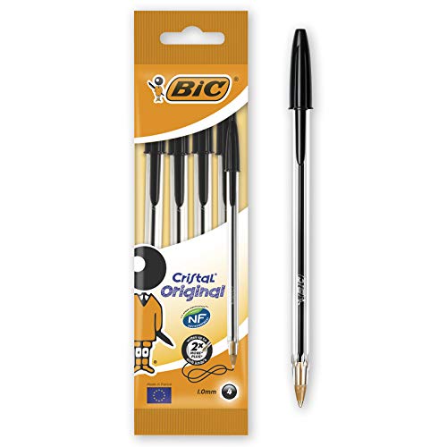 Stylos BIC Cristal Original -Bille (Pointe Moyenne (1 mm) - NOIR - Boîte - de 50
