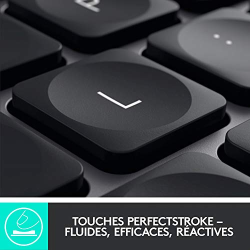 Logitech MX Keys - Clavier Éclairé sans Fil Avancé pour Mac, Frappe Tactile, Touches LED Rétroéclairées, Bluetooth, USB-C, Batterie 10 Jours, Apple macOS, Gris Sidéral - Clavier Français AZERTY
