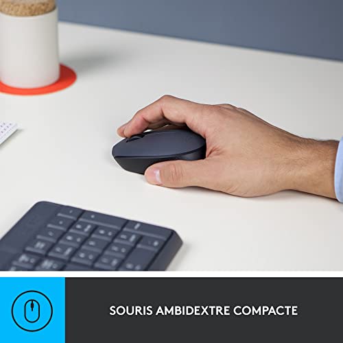 Logitech MK235 Combo Clavier Souris sans fil pour Windows, 2,4 GHz Récepteur USB Unifying, Clavier sans Fil, 15 Touches de Fonctions, Batterie Longue Durée 3 Ans, PC/Portable, Clavier AZERTY Français