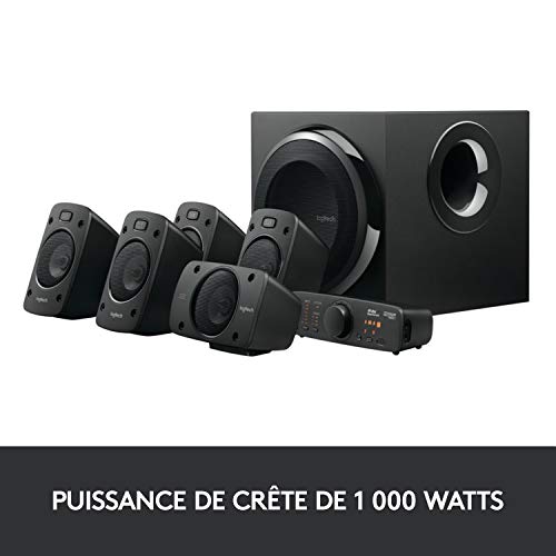 Logitech Z906 Système de Haut-Parleurs avec Son Surround 5.1, Certifié THX, Dolby & DTS, 1000 Watts en Puissance, Multi-Dispositifs, Entrées Multiples, Télécommande, Prise EU/France, PC/PS4/Xbox/TV