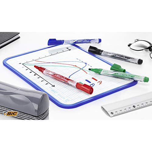 Marqueurs Rouge BIC Velleda Feutres pour Tableau Blanc Effaçables à Sec Pointe Conique Large - Noir, Boîte de 12