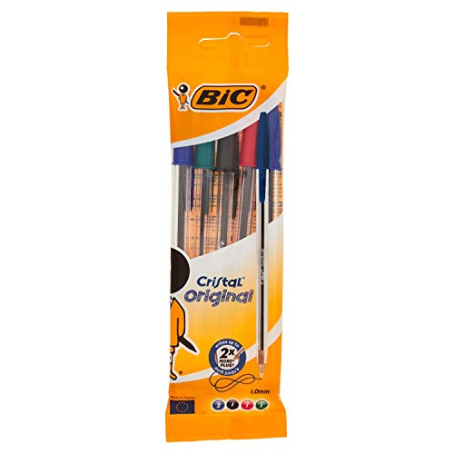 Stylos BIC Cristal Original -Bille (Pointe Moyenne (1 mm) - NOIR - Boîte - de 50