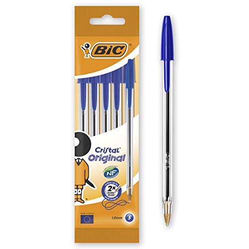 Stylos BIC Cristal Original -Bille (Pointe Moyenne (1 mm) - NOIR - Boîte - de 50