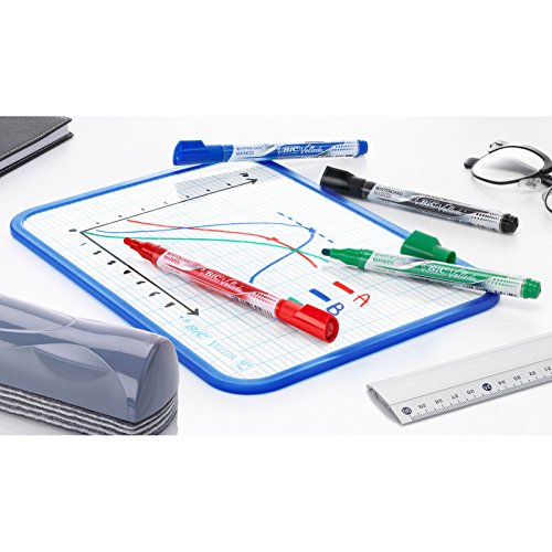 Marqueurs Rouge BIC Velleda Feutres pour Tableau Blanc Effaçables à Sec Pointe Conique Large - Noir, Boîte de 12
