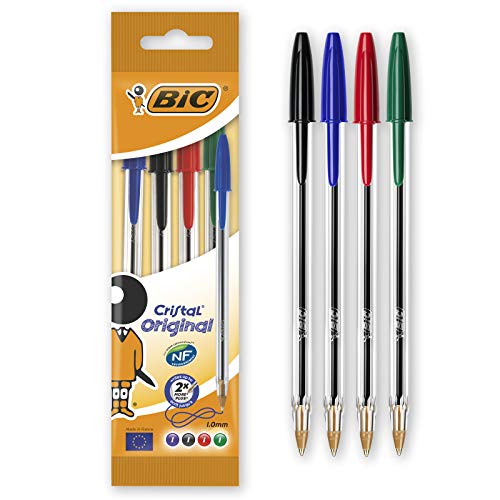 Stylos BIC Cristal Original -Bille (Pointe Moyenne (1 mm) - NOIR - Boîte - de 50