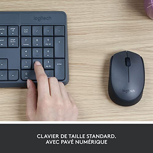Logitech MK235 Combo Clavier Souris sans fil pour Windows, 2,4 GHz Récepteur USB Unifying, Clavier sans Fil, 15 Touches de Fonctions, Batterie Longue Durée 3 Ans, PC/Portable, Clavier AZERTY Français