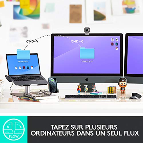 Logitech MX Keys - Clavier Éclairé sans Fil Avancé pour Mac, Frappe Tactile, Touches LED Rétroéclairées, Bluetooth, USB-C, Batterie 10 Jours, Apple macOS, Gris Sidéral - Clavier Français AZERTY