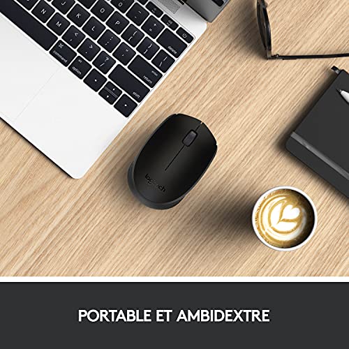 Logitech M171 Souris sans Fil, 2,4 GHz avec Nano-Récepteur USB, Suivi Optique, Batterie Longue Durée 12 Mois, Ambidextre, Compatible avec PC/Mac/Ordinateur - Noire