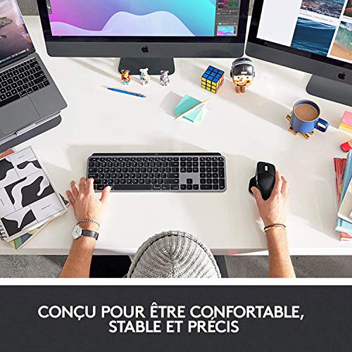 Logitech MX Keys - Clavier Éclairé sans Fil Avancé pour Mac, Frappe Tactile, Touches LED Rétroéclairées, Bluetooth, USB-C, Batterie 10 Jours, Apple macOS, Gris Sidéral - Clavier Français AZERTY