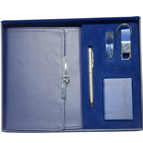 Coffret Cadeau pack 5 en 1,Agenda A5 + Stylo et clé USB métallique + Porte Clé + Porte Carte Visite