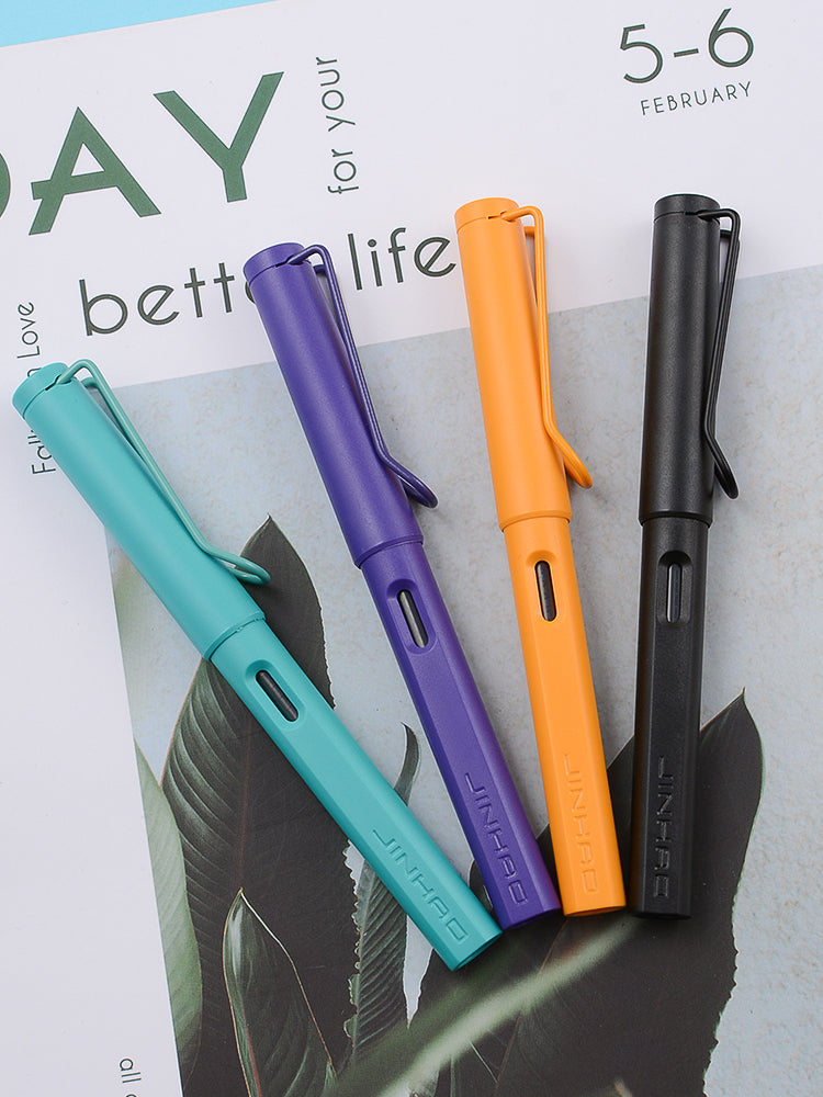 New Jinhao Fountain Pen 619 Ink Pens Plastic Frosted Penholder Stylo Plume Vulpen Stilografica Student Stationery Gift Pen