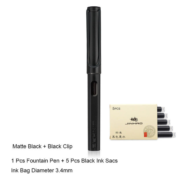 New Jinhao Fountain Pen 619 Ink Pens Plastic Frosted Penholder Stylo Plume Vulpen Stilografica Student Stationery Gift Pen