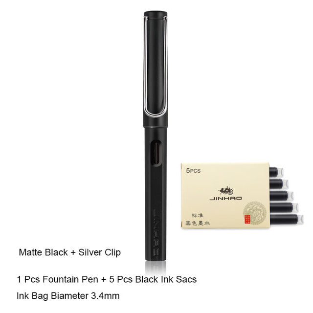 New Jinhao Fountain Pen 619 Ink Pens Plastic Frosted Penholder Stylo Plume Vulpen Stilografica Student Stationery Gift Pen