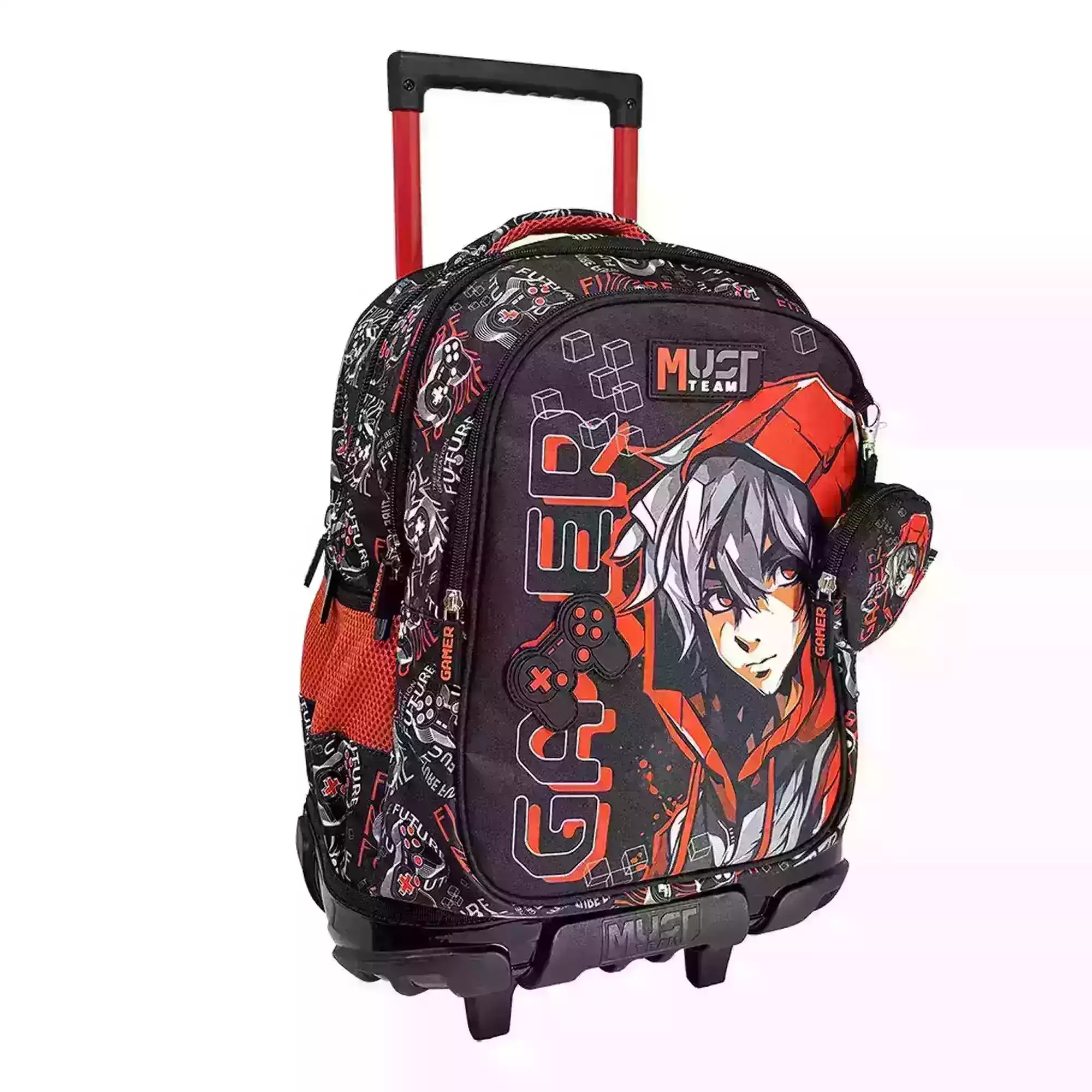 Cartable à roulettes scolaire Must Team Gamer avec 3 compartiments
