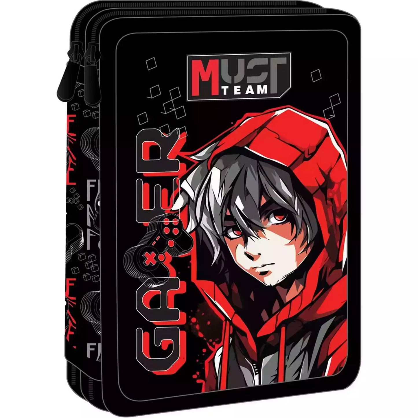 PACK Cartable à roulettes scolaire Must Team Gamer avec 3 Pièces