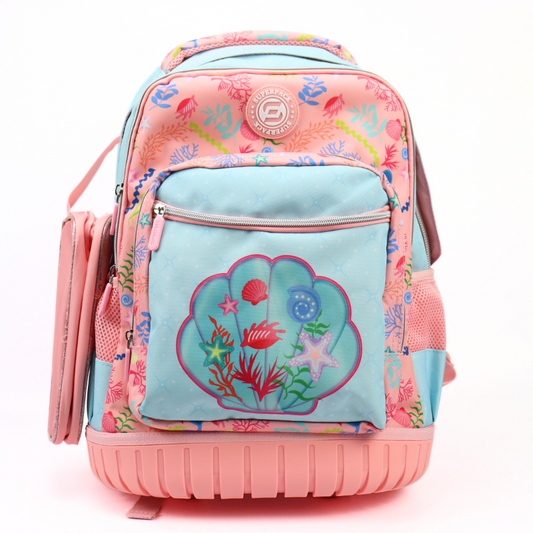 🎒✨ CARTABLE TROLLEY COQUILLAGE – NOUVELLE COLLECTION (3 PIÈCES)