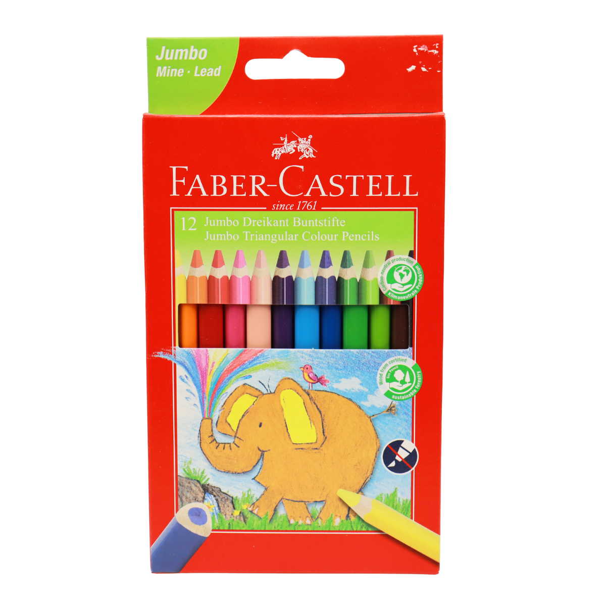 12 JUMBO CRAYON COULEUR FABER CASTELL