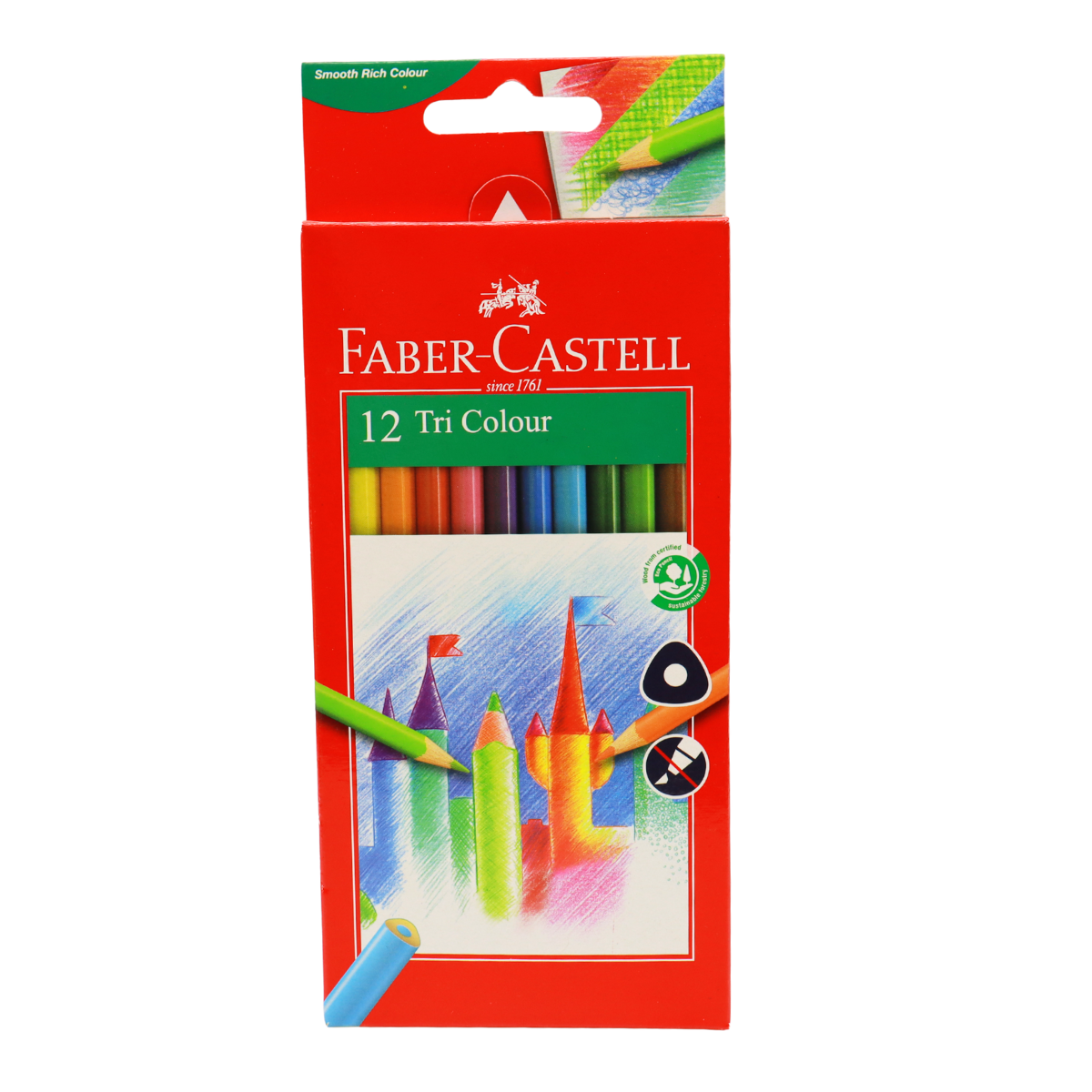 12 CRAYONS DE COULEUR TRI COULOUR