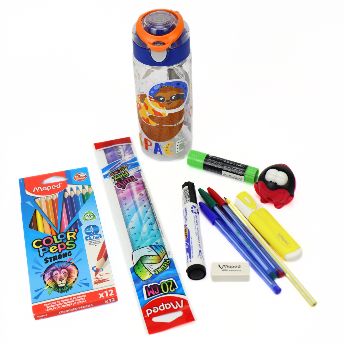 Pack scolaire complet – Gourde + Trousse garnie – Petit prix