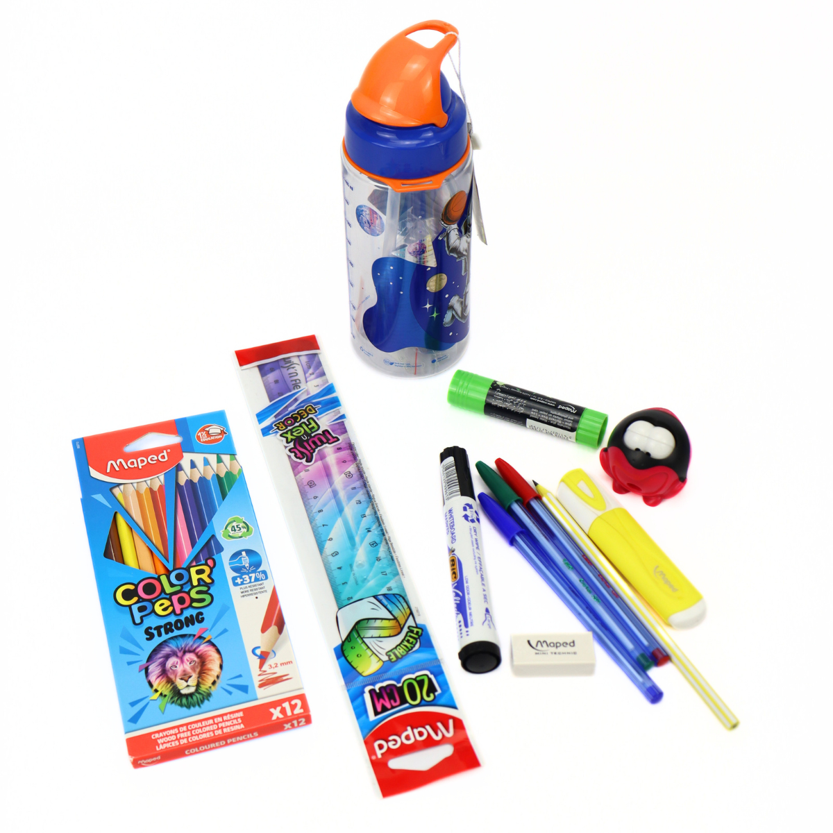 Pack scolaire 3 complet – Gourde + Trousse garnie – Petit prix