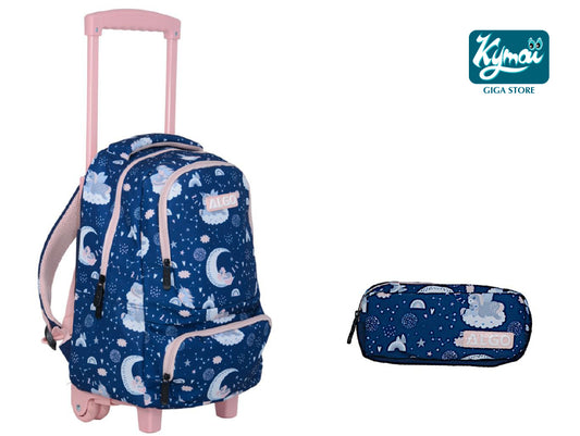 Cartable Trolley 2 Pièces 16" ALGO FILLE BLEU