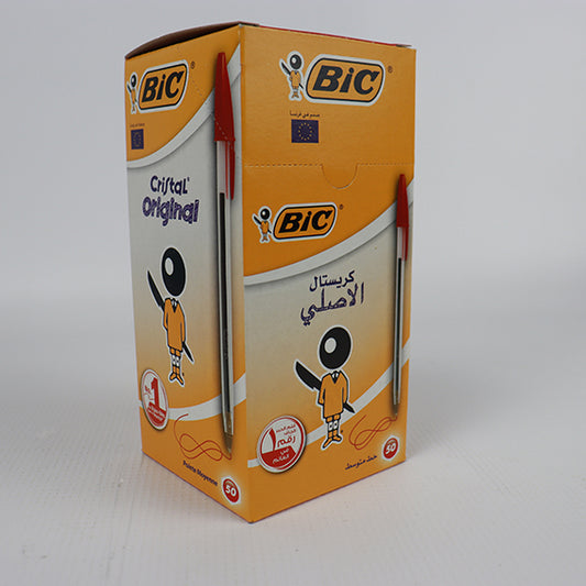 Stylos BIC Cristal Original -Bille (Pointe Moyenne (1 mm) - ROUGE - Boîte - de 50