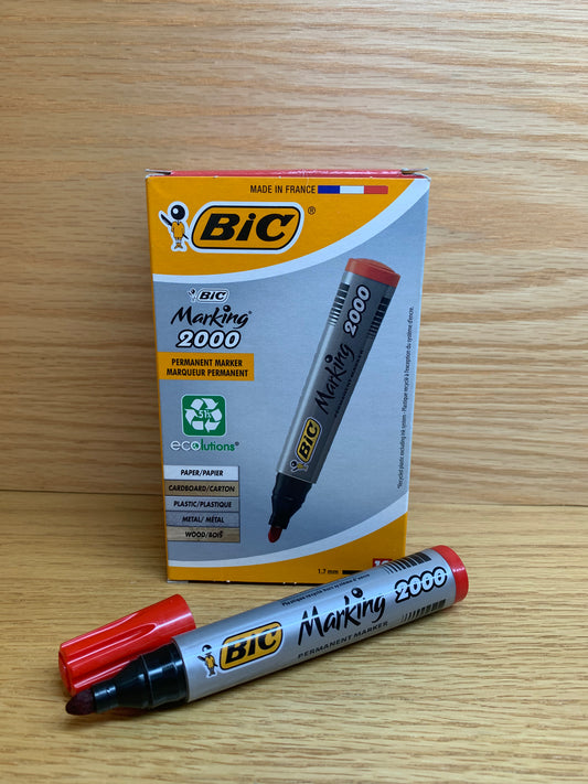 BIC PERMANENT  MARK  2000  ROUGE  BTE DE 12