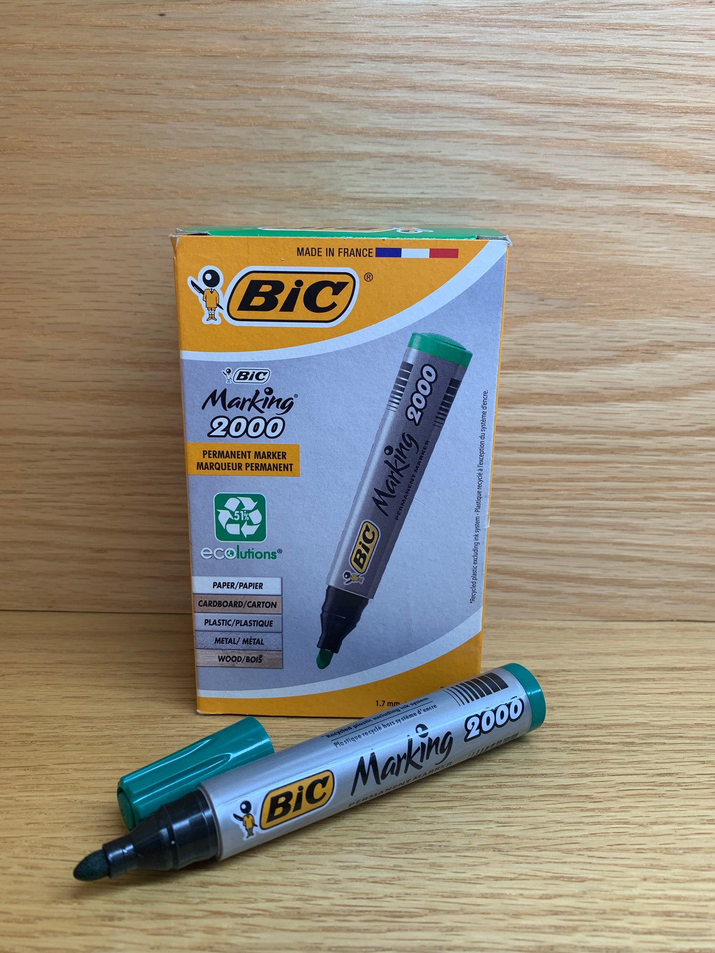 BIC PERMANENT  MARK  2000  VERT BTE DE 12