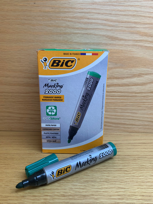 BIC PERMANENT  MARK  2000  VERT BTE DE 12