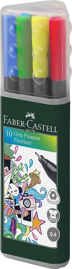 Feutres de Dessin Fineliner Grip – Faber-Castell-Boîte de 10