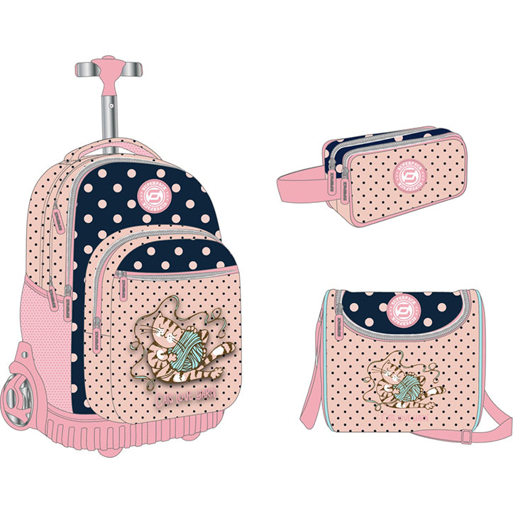 🎒✨ CARTABLE TROLLEY CATS – NOUVELLE COLLECTION (3 PIÈCES) + GOURDE OFFERTE 🎁
