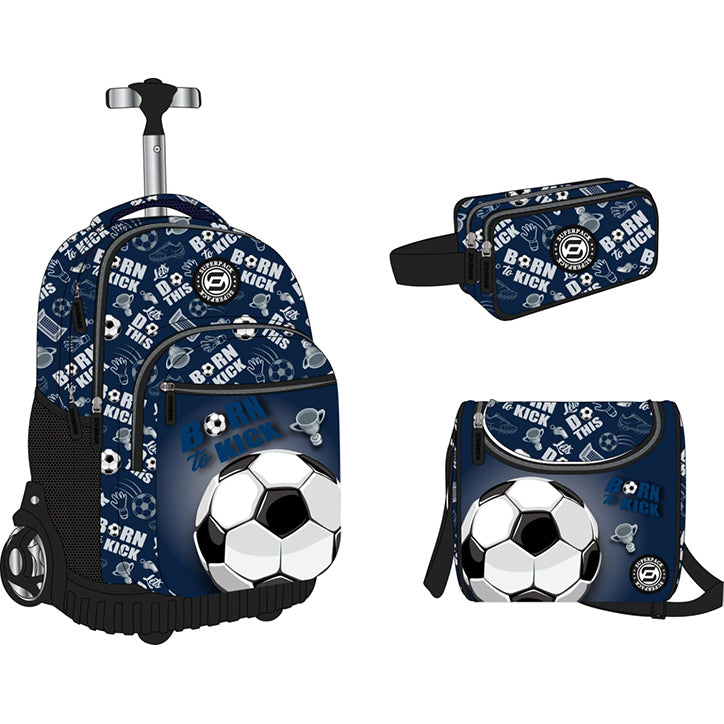 🎒✨ CARTABLE TROLLEY FOOTBALL – NOUVELLE COLLECTION (3 PIÈCES) + GOURDE OFFERTE 🎁