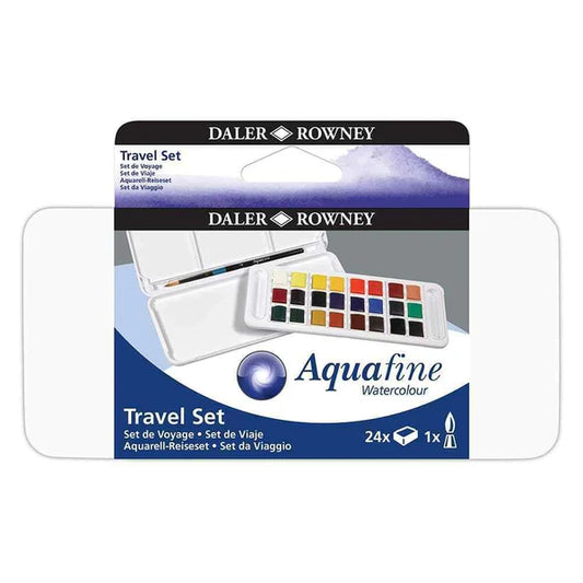 DALER-ROWNEY - AQUAFINE - SET DE VOYAGE AQUARELLE 24 DEMI-GODETS ET 1 PINCEAU