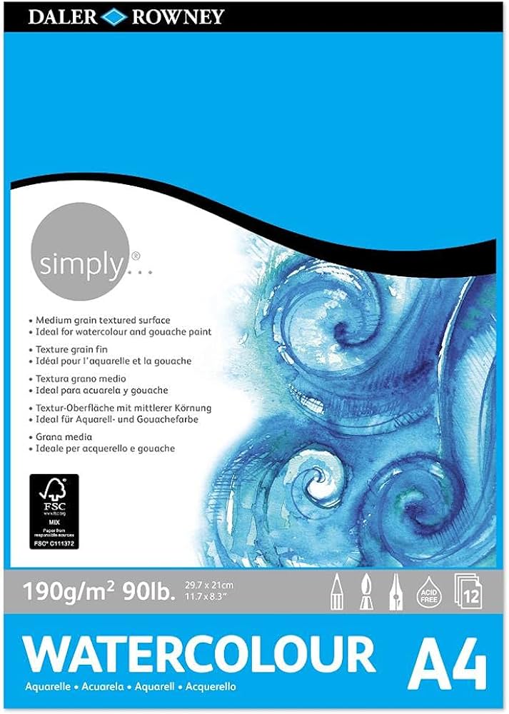 DALER ROWNEY SIMPLY 90LB WATERCOLOUR PAD A4* 27*21 CM