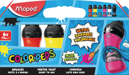 MAPED GOUACHE COLOR'PEPS 6 FLACONS 75ML