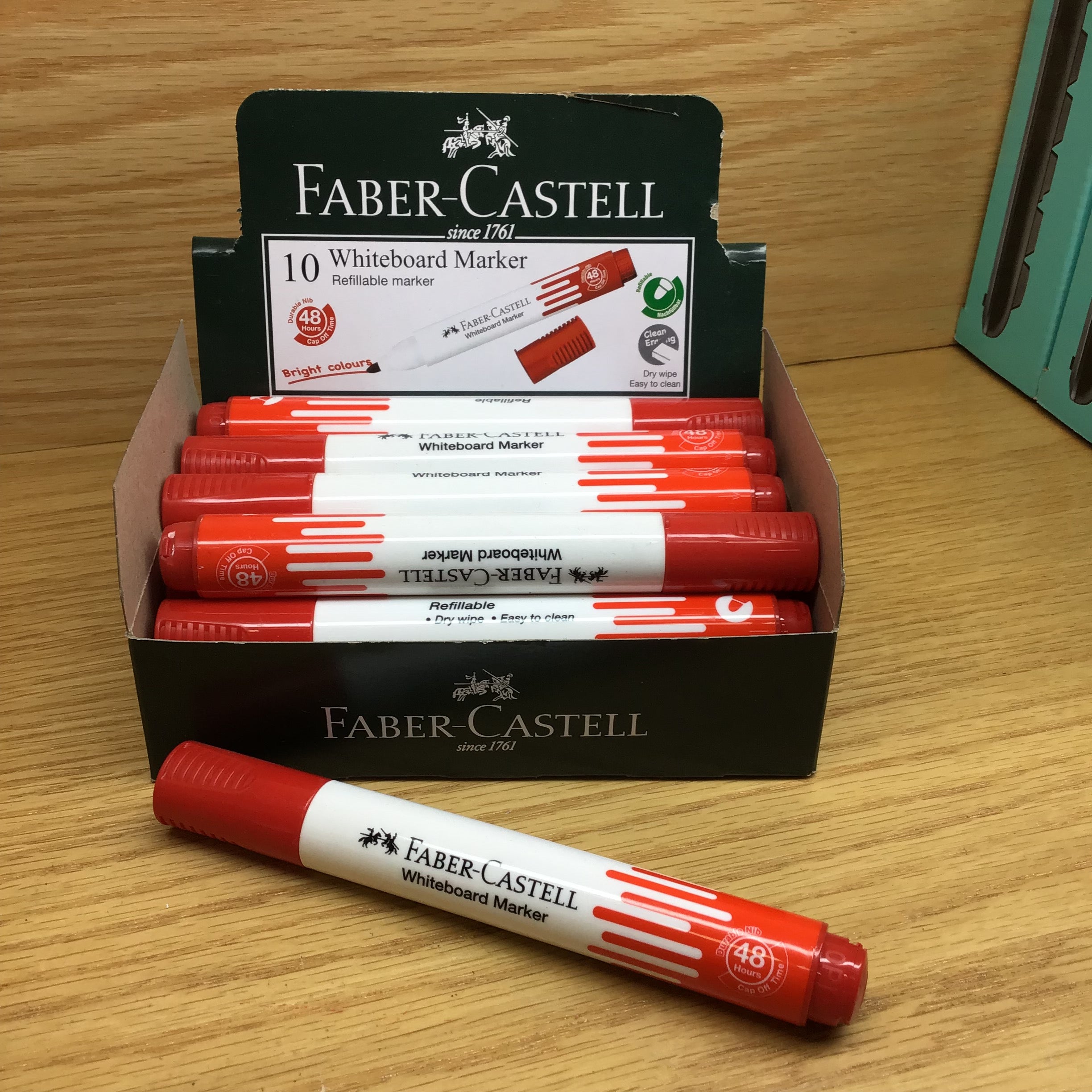 Marqueur pour Tableau Blanc – Rouge – Faber-Castell – Boîte de 10