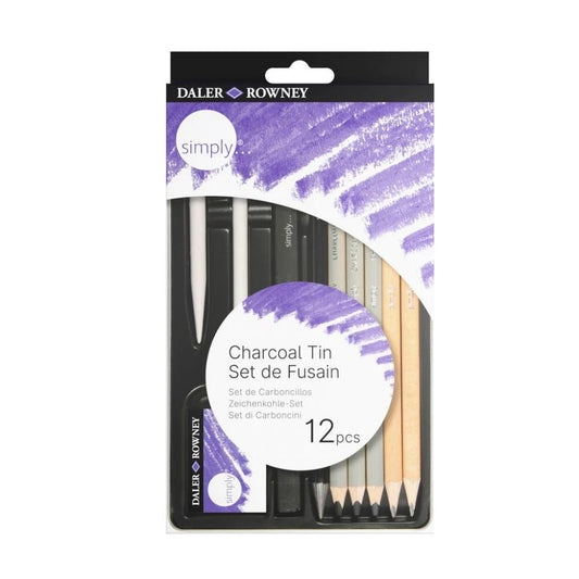 SIMPLY 12PC CRAYON FUSAIN TIN